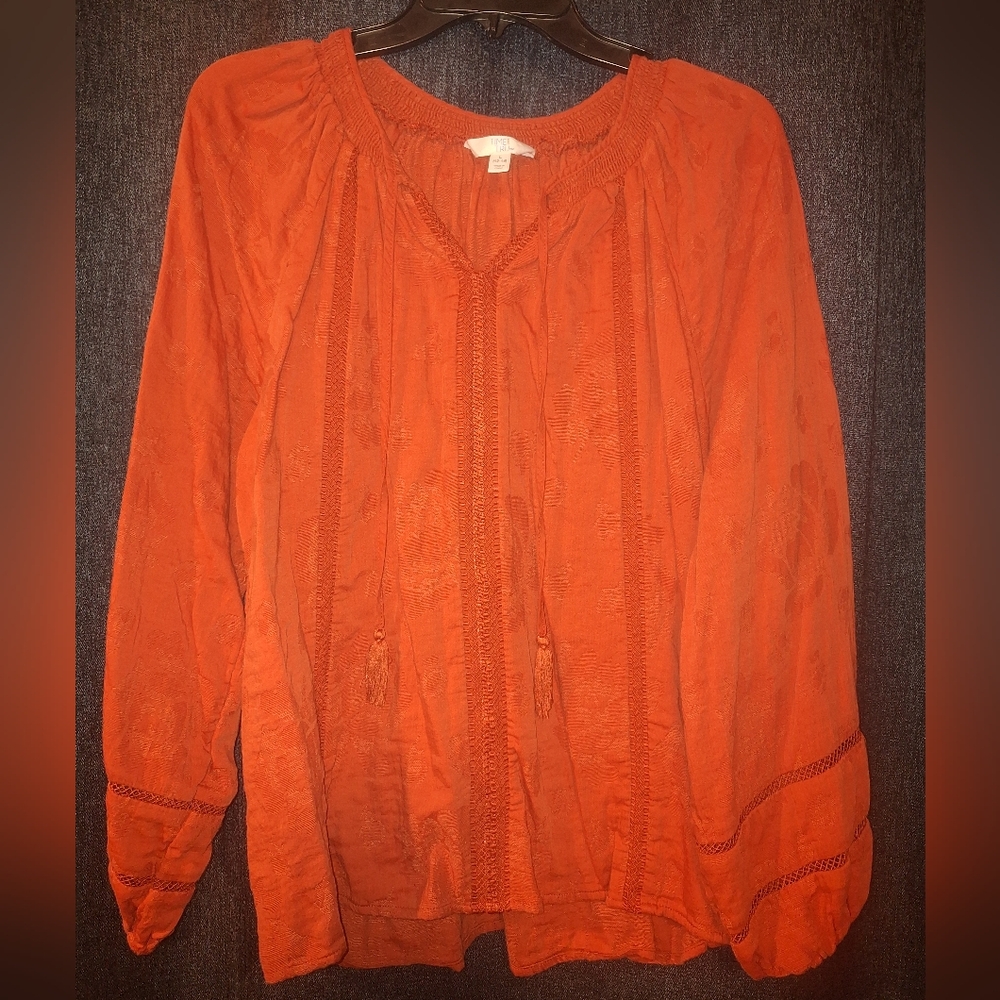 Fall & Autumn Blouse! Time and Tru Orange Knit Blouse Women's L